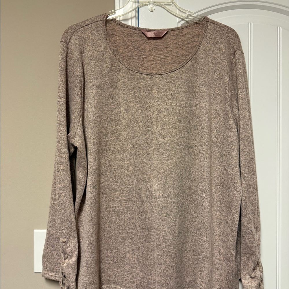 Women's Marled Pink Long Sleeve Top